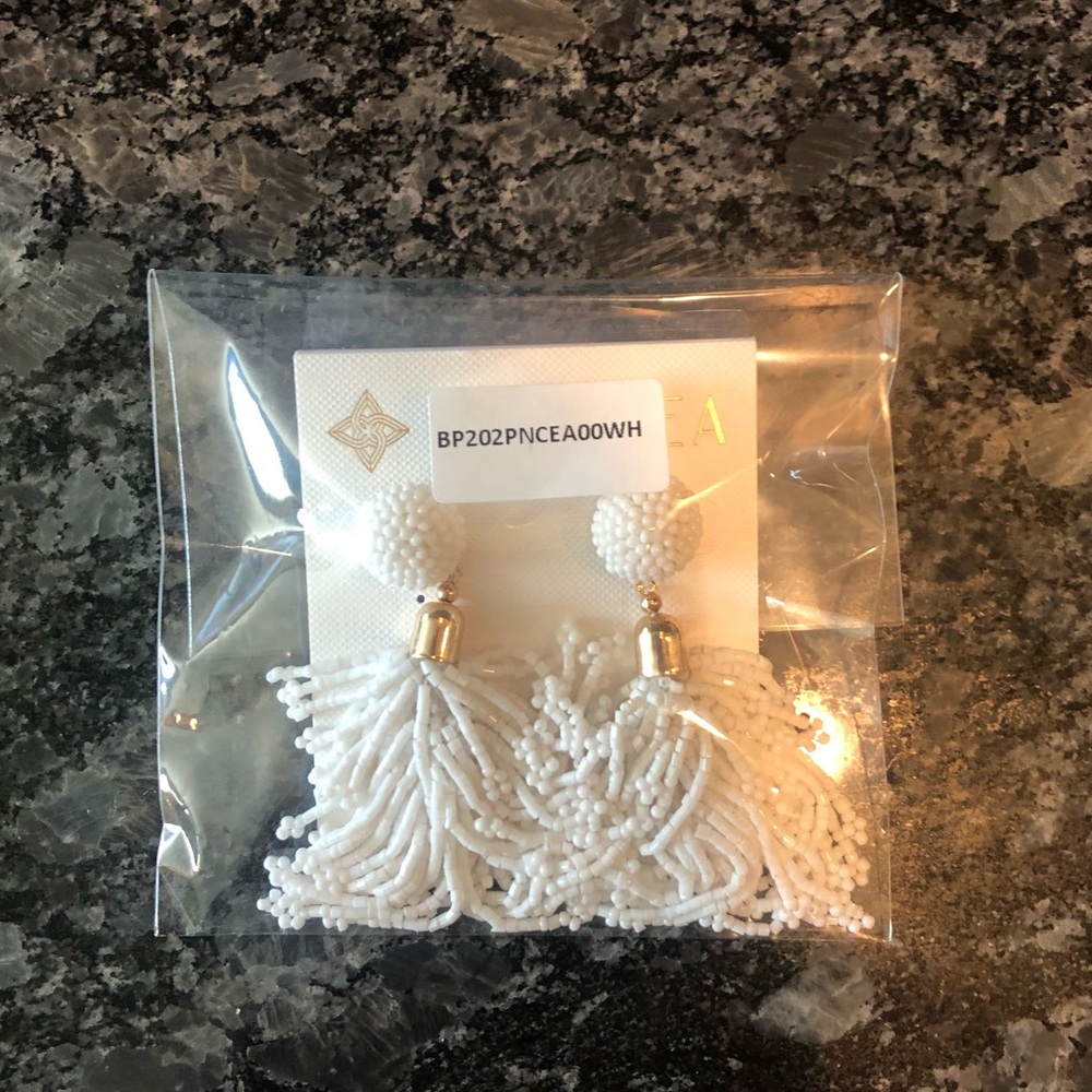 Panacea White Fountain Tassel Earrings
